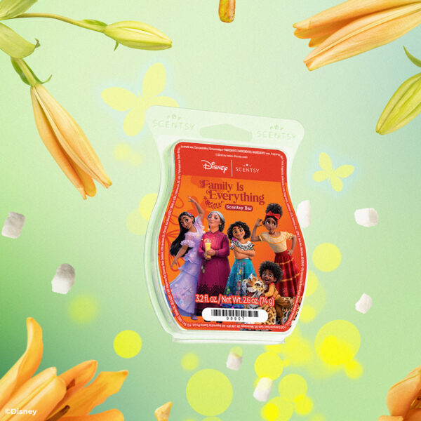 Disney Encanto - Scentsy Wax Collection Family Is Everything — A beautifully complicated balance of lily, sugared vanilla, sheer amber and everlasting love keeps the magic alive.
