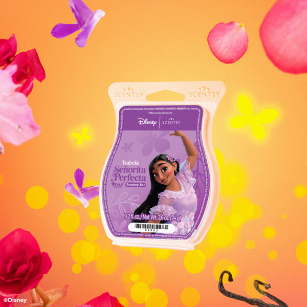 Disney Encanto - Scentsy Wax Collection Isabela: Señorita Perfecta — Naturally beautiful peony petals and floral blossoms shine with a perfect touch of soft vanilla.